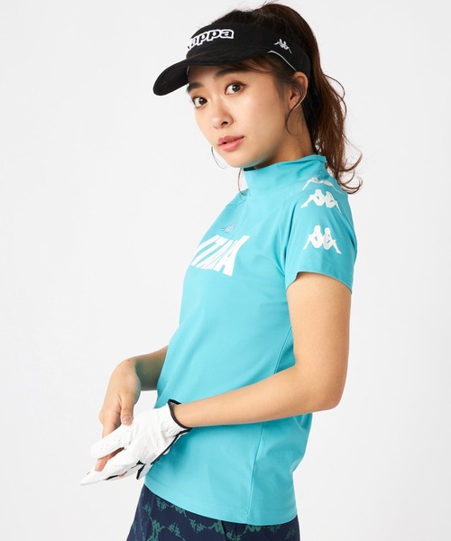 tシャツ 「Kappa GOLF」オミニロゴ プリント　半袖モックネック レディース Kappa tシャツ 「Kappa GOLF」オミニロゴ プリント 半袖モック