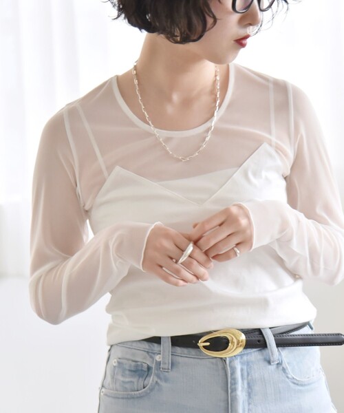 quaranciel(カランシエル)の「quaranciel:〈手洗い可能〉ベアデザイン チュール カットソー(Tシャツ/カットソー・レディース・ライトグレー/ブラック/オフホワイト・ONE SIZE)」の2枚目の写真