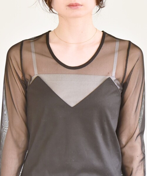 quaranciel(カランシエル)の「quaranciel:〈手洗い可能〉ベアデザイン チュール カットソー(Tシャツ/カットソー・レディース・ライトグレー/ブラック/オフホワイト・ONE SIZE)」の9枚目の写真