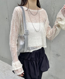 [mline]袖フリルレースプルオーバー
