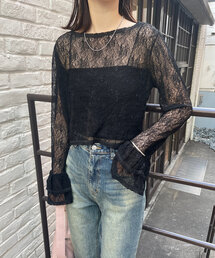 mline | [mline]袖フリルレースプルオーバー(Tシャツ/カットソー)