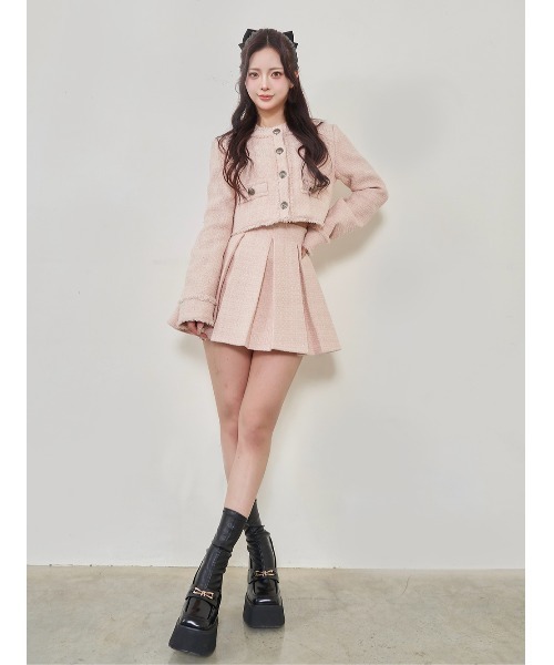 ボックスプリーツツイードミニスカート（スカート）｜Darich