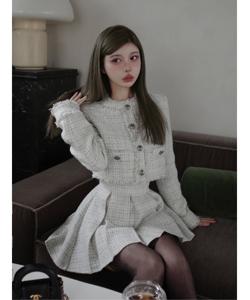 ボックスプリーツツイードミニスカート（スカート）｜Darich