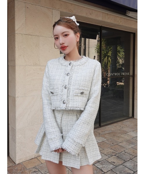 ボックスプリーツツイードミニスカート（スカート）｜Darich