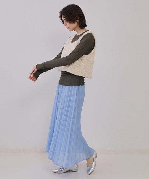 OPAQUE.CLIP（オペークドットクリップ）の「シアーリブカットソー【洗濯機洗い可】（Tシャツ/カットソー・レディース・ブラック/ピンク/チャコールグレー/ホワイト・00）」の8枚目の写真