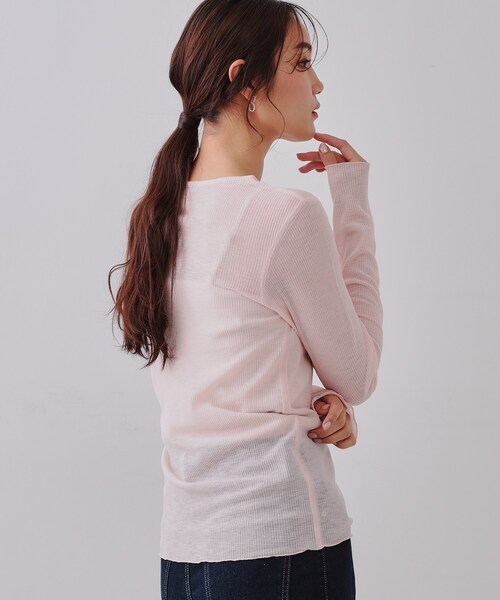 OPAQUE.CLIP（オペークドットクリップ）の「シアーリブカットソー【洗濯機洗い可】（Tシャツ/カットソー・レディース・ブラック/ピンク/チャコールグレー/ホワイト・00）」の14枚目の写真