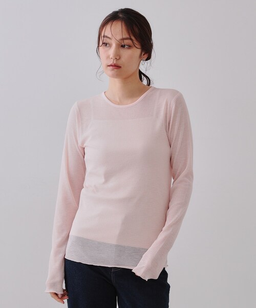 OPAQUE.CLIP（オペークドットクリップ）の「シアーリブカットソー【洗濯機洗い可】（Tシャツ/カットソー・レディース・ブラック/ピンク/チャコールグレー/ホワイト・00）」の18枚目の写真