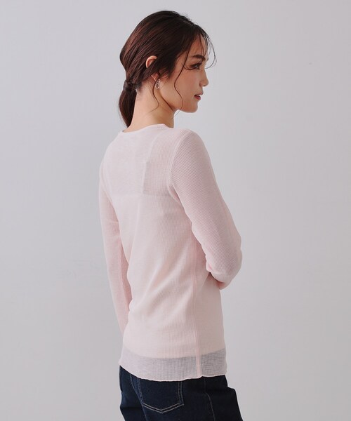 OPAQUE.CLIP（オペークドットクリップ）の「シアーリブカットソー【洗濯機洗い可】（Tシャツ/カットソー・レディース・ブラック/ピンク/チャコールグレー/ホワイト・00）」の19枚目の写真