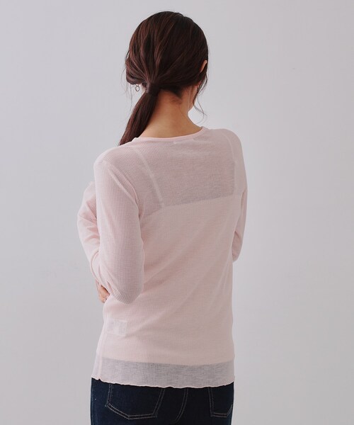 OPAQUE.CLIP（オペークドットクリップ）の「シアーリブカットソー【洗濯機洗い可】（Tシャツ/カットソー・レディース・ブラック/ピンク/チャコールグレー/ホワイト・00）」の20枚目の写真