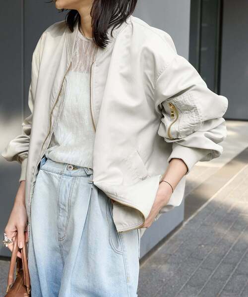 JOURNAL STANDARD（ジャーナルスタンダード）の「《追加》【洗える】ダブルジップMA-1（MA-1・レディース・ブラック/ブラウン/グレー・FREE）」の3枚目の写真