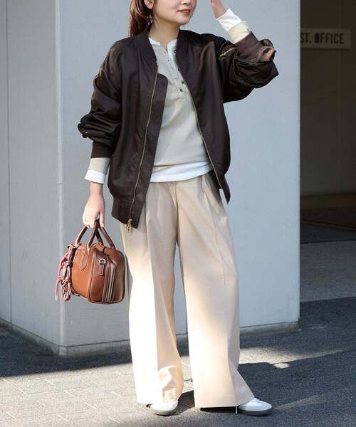 JOURNAL STANDARD（ジャーナルスタンダード）の「《追加》【洗える】ダブルジップMA-1（MA-1・レディース・ブラック/ブラウン/グレー・FREE）」の6枚目の写真