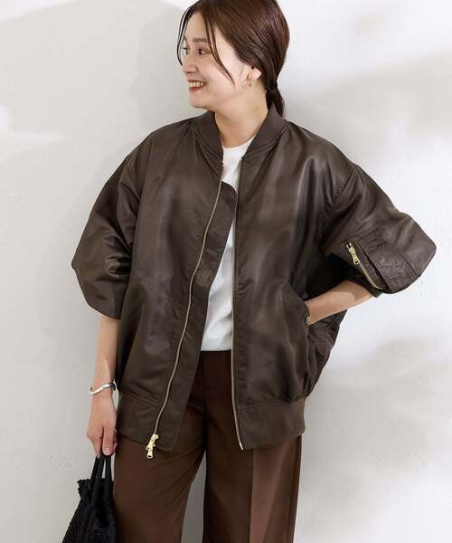 JOURNAL STANDARD（ジャーナルスタンダード）の「《追加》【洗える】ダブルジップMA-1（MA-1・レディース・ブラック/ブラウン/グレー・FREE）」の15枚目の写真