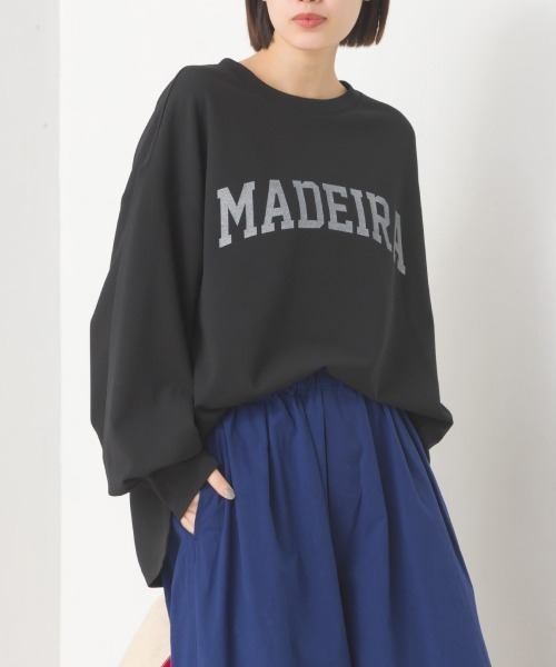 OMNES(オムネス)の「カットジョーゼットロゴプリントボリューム袖プルオーバー(Tシャツ/カットソー・レディース・ライトグレー/ブラック/アイボリー・FREE)」の2枚目の写真