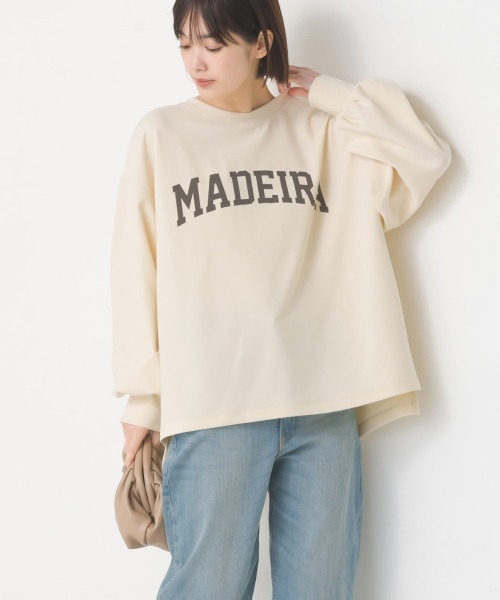 OMNES(オムネス)の「カットジョーゼットロゴプリントボリューム袖プルオーバー(Tシャツ/カットソー・レディース・ライトグレー/ブラック/アイボリー・FREE)」の7枚目の写真