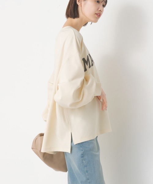OMNES(オムネス)の「カットジョーゼットロゴプリントボリューム袖プルオーバー(Tシャツ/カットソー・レディース・ライトグレー/ブラック/アイボリー・FREE)」の6枚目の写真