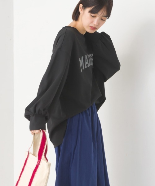 OMNES(オムネス)の「カットジョーゼットロゴプリントボリューム袖プルオーバー(Tシャツ/カットソー・レディース・ライトグレー/ブラック/アイボリー・FREE)」の21枚目の写真
