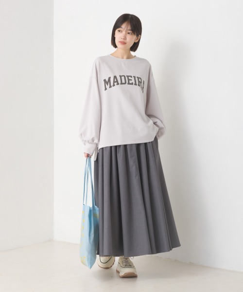 OMNES(オムネス)の「カットジョーゼットロゴプリントボリューム袖プルオーバー(Tシャツ/カットソー・レディース・ライトグレー/ブラック/アイボリー・FREE)」の14枚目の写真
