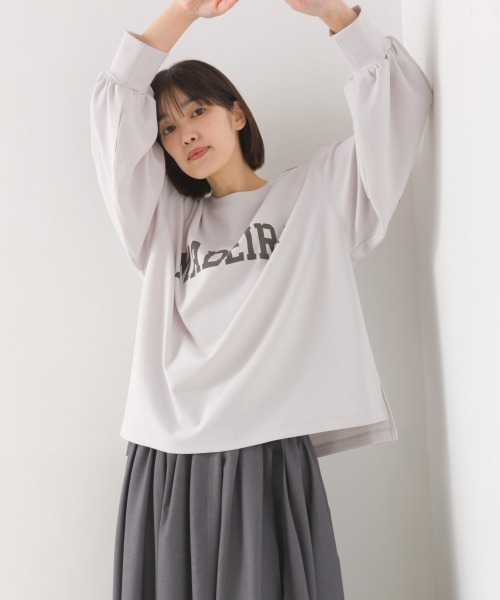 OMNES(オムネス)の「カットジョーゼットロゴプリントボリューム袖プルオーバー(Tシャツ/カットソー・レディース・ライトグレー/ブラック/アイボリー・FREE)」の13枚目の写真