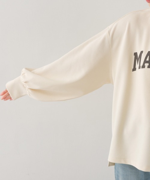 OMNES(オムネス)の「カットジョーゼットロゴプリントボリューム袖プルオーバー(Tシャツ/カットソー・レディース・ライトグレー/ブラック/アイボリー・FREE)」の9枚目の写真