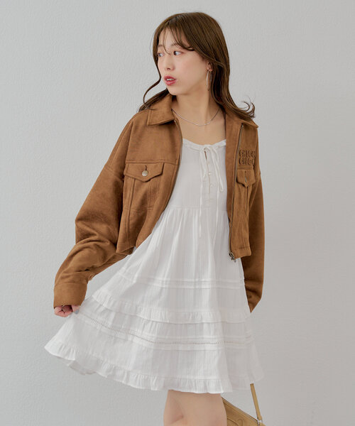 Chico（チコ）の「コットンレースフリルキャミワンピース（ワンピース・レディース・ブラック/ホワイト/ブルー・FREE）」の5枚目の写真