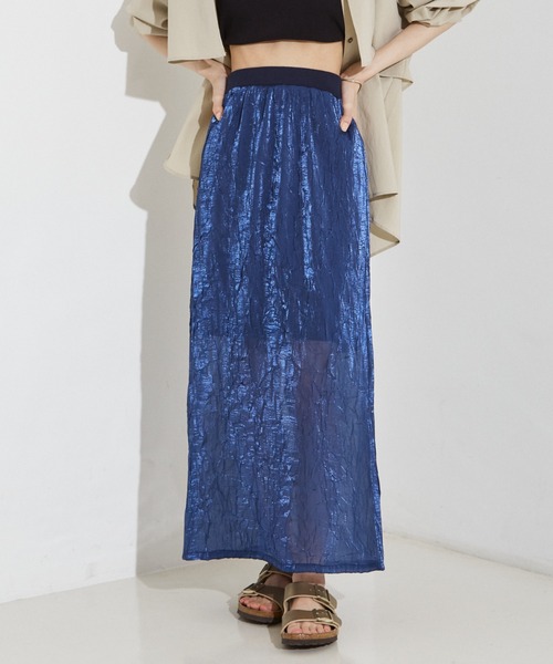 NOMINE（ノミネ）の「【セットアップ着用可】シャイン リンクル タイトスカート（スカート・レディース・ブラック/ブルー/アイボリー・M/S）」の3枚目の写真