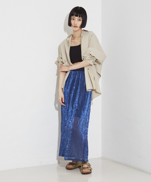 NOMINE（ノミネ）の「【セットアップ着用可】シャイン リンクル タイトスカート（スカート・レディース・ブラック/ブルー/アイボリー・M/S）」の8枚目の写真