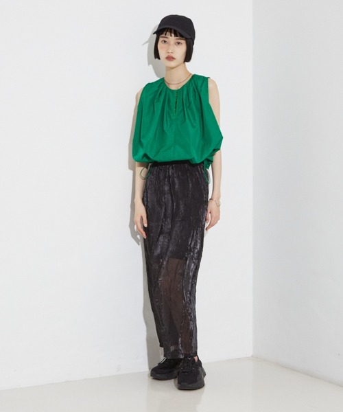 NOMINE（ノミネ）の「【セットアップ着用可】シャイン リンクル タイトスカート（スカート・レディース・ブラック/ブルー/アイボリー・M/S）」の4枚目の写真