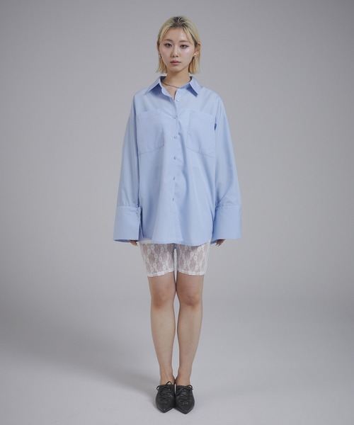 ENVYM（アンビー）の「ビックカフスオーバーサイズシャツ（シャツ/ブラウス・レディース・ブルー系その他/ブルー/ホワイト・FREE）」の8枚目の写真