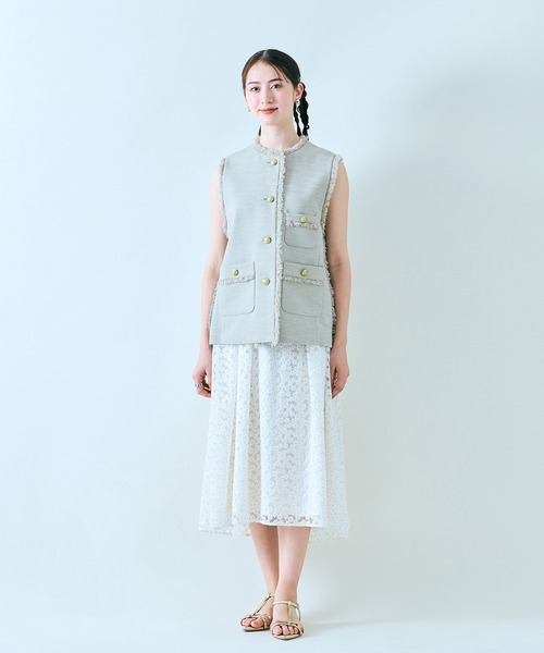 Audie a Muses オーディアミューズ フラワーモチーフスカート 白38 Audie a Muses オーディアミューズ フラワーモチーフスカート 白38