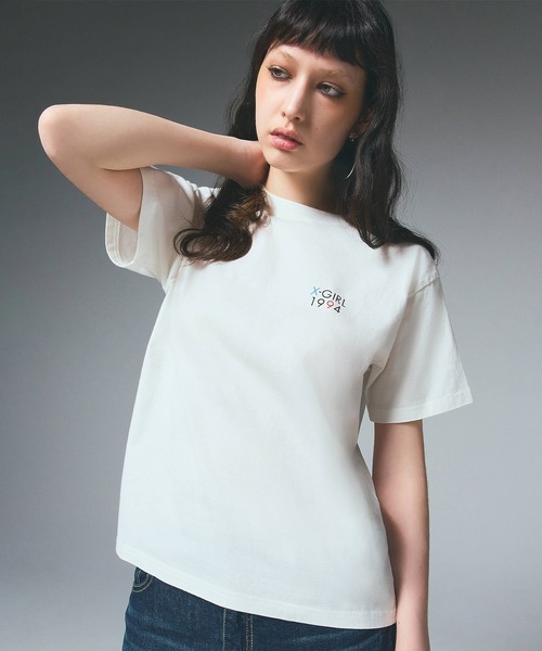 tシャツ WOMAN FACE CRYSTAL T レディース メンズ FACE L/S TEE（Tシャツ/カットソー）｜X-girl（エックスガール