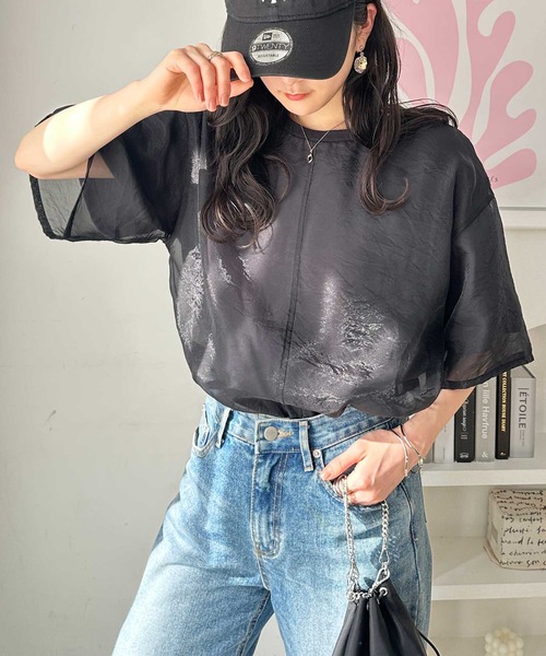 GeeRA(ジーラ)の「オーガンジーレイヤード半袖Tシャツ(Tシャツ/カットソー・レディース・サンドグレー/オフホワイト/ブラック・LARGE/X-LARGE/MEDIUM)」の10枚目の写真
