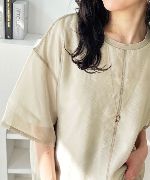 GeeRA(ジーラ)の「オーガンジーレイヤード半袖Tシャツ(Tシャツ/カットソー・レディース・サンドグレー/オフホワイト/ブラック・LARGE/X-LARGE/MEDIUM)」の22枚目の写真