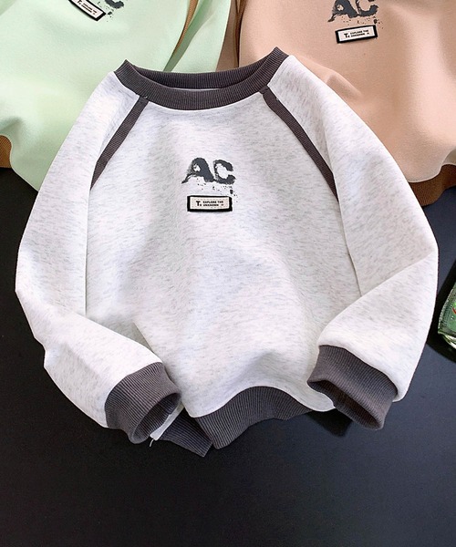 aimoha（アイモハ）の「【aimoha KIDS】刺繍ペイントスウェット（スウェット・キッズ・ダークグレー/ベージュ/ライトグレー/ライトグリーン/グレー/チョコ/ライトベージュ/カーキ・90/100/110/120/130）」の3枚目の写真