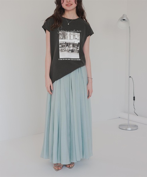 titivate(ティティベイト)の「フレンチスリーブピグメントフォトプリントTシャツ(Tシャツ/カットソー・レディース・ブラック系その他/オフホワイト・M/L)」の13枚目の写真