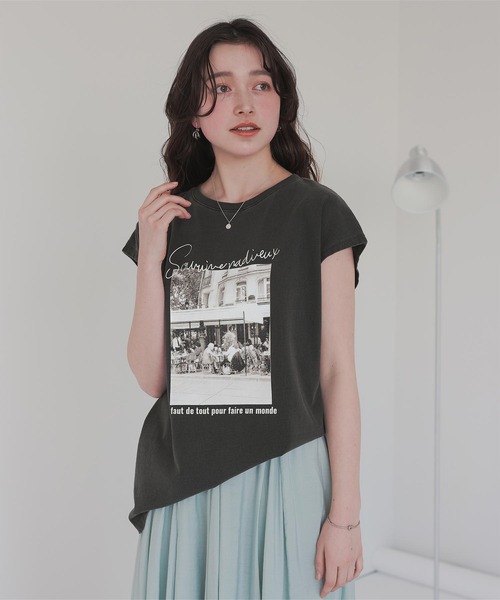 titivate(ティティベイト)の「フレンチスリーブピグメントフォトプリントTシャツ(Tシャツ/カットソー・レディース・ブラック系その他/オフホワイト・M/L)」の14枚目の写真