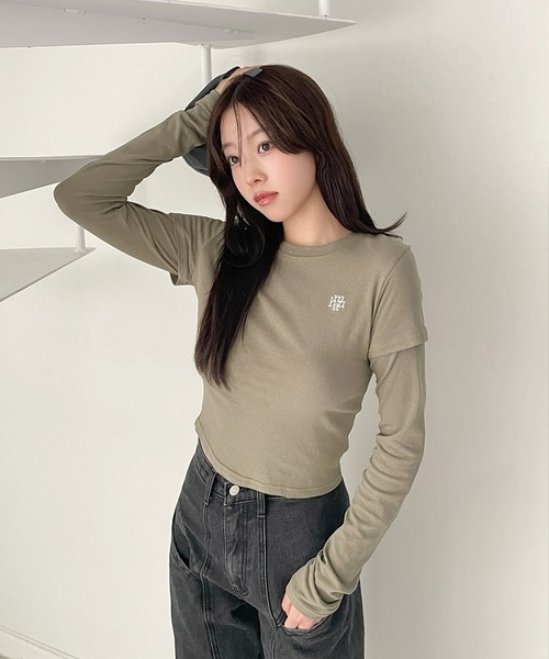 tシャツ A'GEM/9 × .kom 「「muah muah/ムーアムーア」LAYERED LONG SLEEVE T-SHIRT/レイヤードロング tシャツ A'GEM/9 × .kom「muah muah/ムーアムーア」LAYERED LONG
