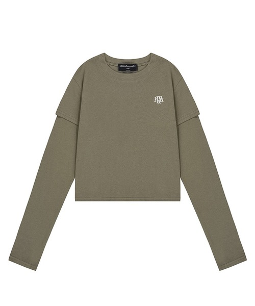 muahmuah（ムーアムーア）の「A'GEM/9 × .kom 『『muah muah/ムーアムーア』LAYERED LONG SLEEVE T-SHIRT/レイヤードロングスリーブTEE（Tシャツ/カットソー・レディース・ネイビー/カーキ/アイボリー/ブラック・FREE）」の10枚目の写真