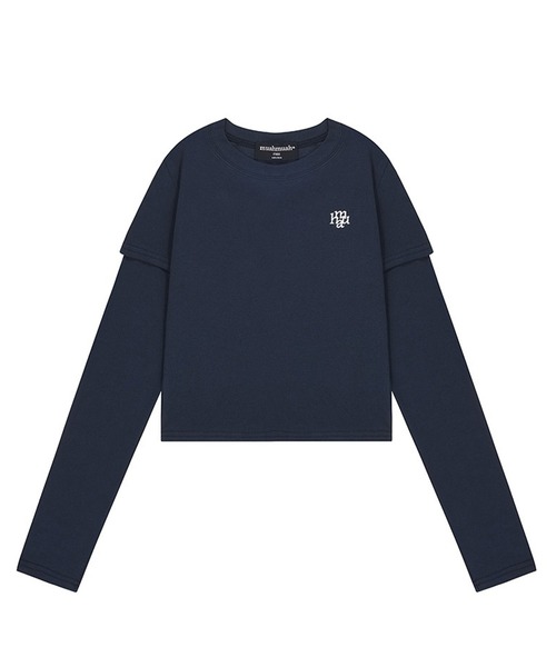 muahmuah（ムーアムーア）の「A'GEM/9 × .kom 『『muah muah/ムーアムーア』LAYERED LONG SLEEVE T-SHIRT/レイヤードロングスリーブTEE（Tシャツ/カットソー・レディース・ネイビー/カーキ/アイボリー/ブラック・FREE）」の9枚目の写真