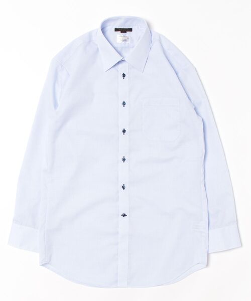 m.f.editorial（エムエフエディトリアル）の「【形態安定 吸水速乾】m.f.エディトリアル メンズ レギュラーカラー ビジネスドレス 長袖シャツ（シャツ/ブラウス・メンズ・サックスブルー・首回り41cm-裄丈86cm/首回り37cm-裄丈80cm/首回り39cm-裄丈80cm/首回り39cm-裄丈84cm/首回り41cm-裄丈82cm/首回り43cm-裄丈82cm/首回り43cm-裄丈86cm）」の2枚目の写真