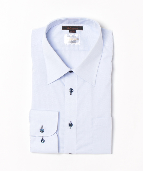 m.f.editorial（エムエフエディトリアル）の「【形態安定 吸水速乾】m.f.エディトリアル メンズ レギュラーカラー ビジネスドレス 長袖シャツ（シャツ/ブラウス・メンズ・サックスブルー・首回り41cm-裄丈86cm/首回り37cm-裄丈80cm/首回り39cm-裄丈80cm/首回り39cm-裄丈84cm/首回り41cm-裄丈82cm/首回り43cm-裄丈82cm/首回り43cm-裄丈86cm）」の4枚目の写真