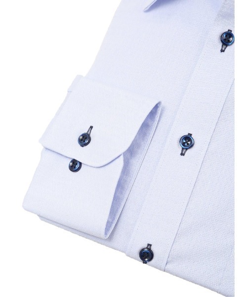 m.f.editorial（エムエフエディトリアル）の「【形態安定 吸水速乾】m.f.エディトリアル メンズ レギュラーカラー ビジネスドレス 長袖シャツ（シャツ/ブラウス・メンズ・サックスブルー・首回り41cm-裄丈86cm/首回り37cm-裄丈80cm/首回り39cm-裄丈80cm/首回り39cm-裄丈84cm/首回り41cm-裄丈82cm/首回り43cm-裄丈82cm/首回り43cm-裄丈86cm）」の6枚目の写真