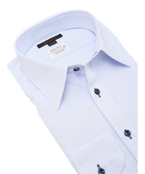 m.f.editorial（エムエフエディトリアル）の「【形態安定 吸水速乾】m.f.エディトリアル メンズ レギュラーカラー ビジネスドレス 長袖シャツ（シャツ/ブラウス・メンズ・サックスブルー・首回り41cm-裄丈86cm/首回り37cm-裄丈80cm/首回り39cm-裄丈80cm/首回り39cm-裄丈84cm/首回り41cm-裄丈82cm/首回り43cm-裄丈82cm/首回り43cm-裄丈86cm）」の7枚目の写真