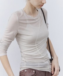 tageechita（タジチタ）の「【tageechita】アシンメトリーデザイン シアー ロングスリーブ トップス（Tシャツ/カットソー）」