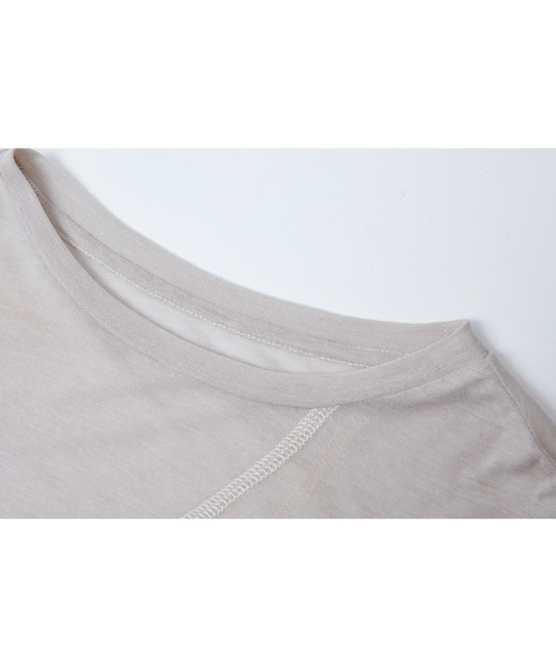 tageechita(タジチタ)の「【tageechita】アシンメトリーデザイン シアー ロングスリーブ トップス(Tシャツ/カットソー・レディース・グレイッシュベージュ/ライトブルーグレー・S/M/L)」の5枚目の写真