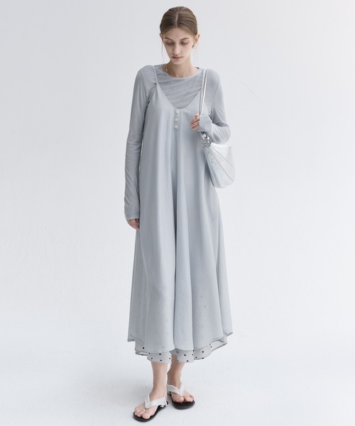 tageechita(タジチタ)の「【tageechita】アシンメトリーデザイン シアー ロングスリーブ トップス(Tシャツ/カットソー・レディース・グレイッシュベージュ/ライトブルーグレー・S/M/L)」の19枚目の写真