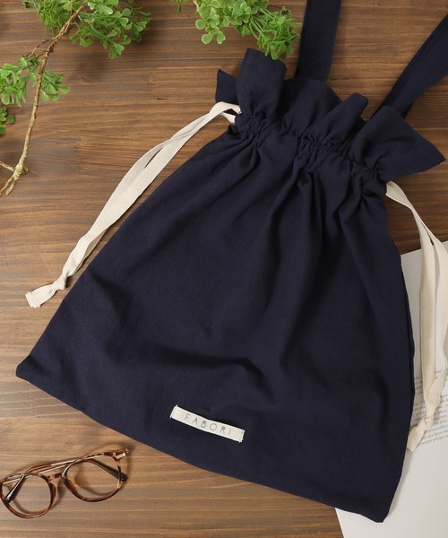 FUNALIVE（ファンアライブ）の「FABORI クリンクル　キンチャクバッグL（エコバッグ/サブバッグ・レディース・スモークピンク/ネイビー/ベージュ/イエロー/グレー・FREE）」の4枚目の写真