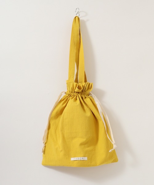 FUNALIVE（ファンアライブ）の「FABORI クリンクル　キンチャクバッグL（エコバッグ/サブバッグ・レディース・スモークピンク/ネイビー/ベージュ/イエロー/グレー・FREE）」の9枚目の写真