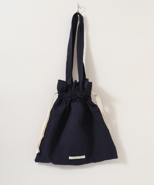 FUNALIVE（ファンアライブ）の「FABORI クリンクル　キンチャクバッグL（エコバッグ/サブバッグ・レディース・スモークピンク/ネイビー/ベージュ/イエロー/グレー・FREE）」の6枚目の写真