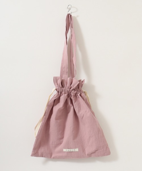 FUNALIVE（ファンアライブ）の「FABORI クリンクル　キンチャクバッグL（エコバッグ/サブバッグ・レディース・スモークピンク/ネイビー/ベージュ/イエロー/グレー・FREE）」の8枚目の写真