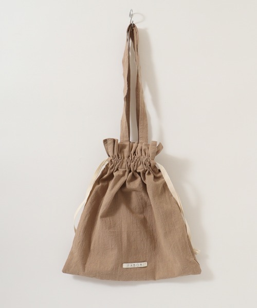 FUNALIVE（ファンアライブ）の「FABORI クリンクル　キンチャクバッグL（エコバッグ/サブバッグ・レディース・スモークピンク/ネイビー/ベージュ/イエロー/グレー・FREE）」の7枚目の写真